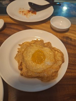 Vegan fried egg at Clover Plant Based Kitchen & Bar  in Central Singapore