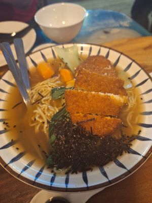 Spicy chicken ramen at Clover Plant Based Kitchen & Bar  in Central Singapore