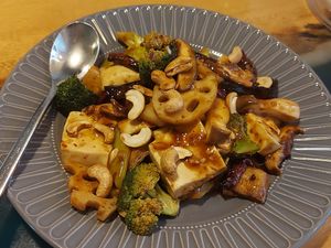 Mala stir-fry at Clover Plant Based Kitchen & Bar  in Central Singapore