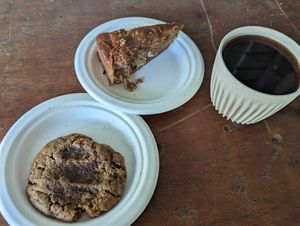 filter coffee and treats at the café at Northey Street Organic Farmers Market in Windsor
