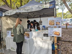 tofu vendor at Northey Street Organic Farmers Market in Windsor