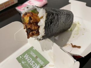 Tempura vegetable sushi. Guilty pleasure.   at Sushi Hub - Rundle Mall in Adelaide