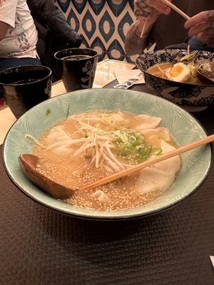 miso soup with gyoza dumplings  at Kosei Ramen in Malaga