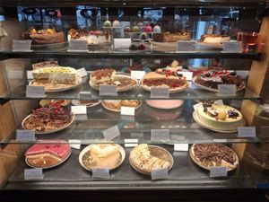 their selection of cakes at Capuccino Cafe Jastarnia in Jastarnia