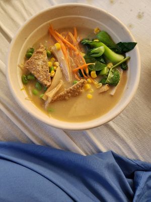 Shacha Ramen (I just poured all the broth over it). So good!!! at Ramen O'Bowl in Cambridge