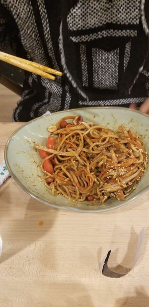"Very spicy" cold noodles. My son says "a little salty" #Veganuary at Ramen O'Bowl in Cambridge