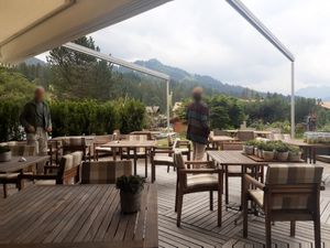 Outdoor seating at Golfhotel Les Hauts de Gstaad in Saanenmoeser