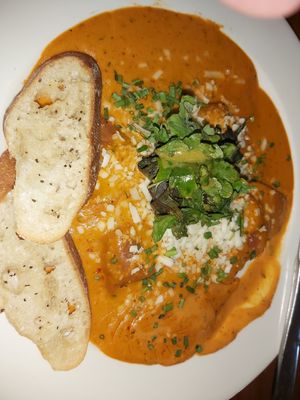 Beet ravioli at The Palms Restaurant & Lounge in Victoria