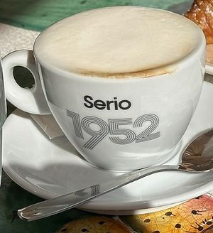 Soy milk cappuccino   at Bar Duomo in Cefalu
