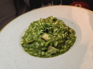 Vegan Risotto with tofu pieces at Ankora in Cavtat