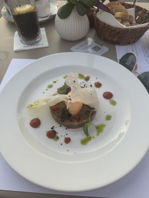 Eggplant tartar with melon ice cream   at Ankora in Cavtat