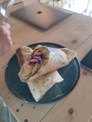Tempeh and avocado wrap at Onions in Koh Tao