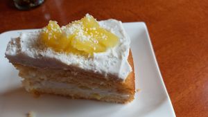 Creamy pineapple and coconut cake at Zdravíčko in Olomouc