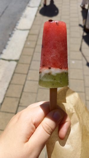 Homemade watermelon popsicle (vegan) at Zdravíčko in Olomouc