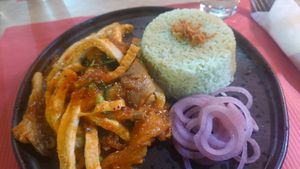 Tofu with spinach rice at Vietnam Street Food in Athens