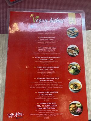 Vegan menu   at Vietnam Street Food in Athens