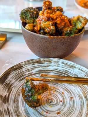 Ssam Broccoli with Crushed Peanut (the server assured us this is vegan) at Atlas Izakaya in Key West