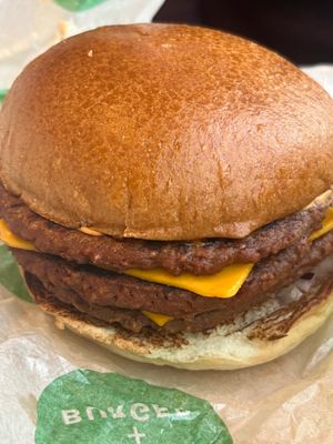 Vegan cheese burger  at Beer + Burger in North London