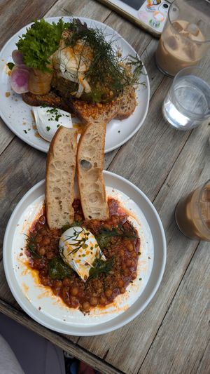 avocado toast at the top (we added egg, normally vegan) at Single O in Surry Hills