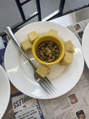 fried savory taho squares  at North Park - SM North in Quezon City
