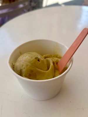 Vegan pistachio ice cream at Royo in Rhodes