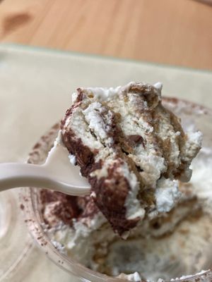 Veganmisu surprises and delights —with teeny chocky chips!  at Green M'ama in Naples