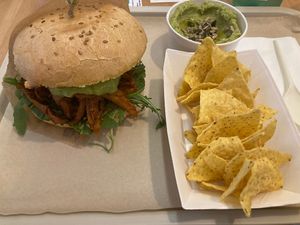 Green hummus and tacos, wild bun   at Green M'ama in Naples