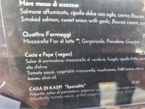Vegan option at Casa Di Kaspi in Bruges