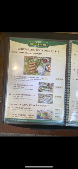 Veggie menu  at Little Hanoi in Penang