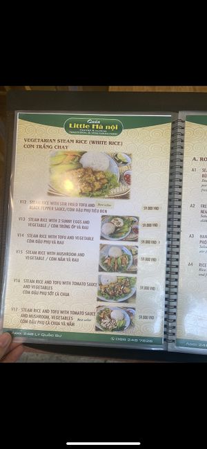 Veggie menu  at Little Hanoi in Penang