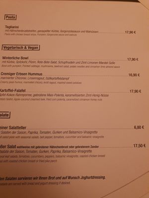 Menu in November 2024 at Wulflamstuben in Stralsund