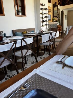 tables inside   at Zonja Gjene in Berat