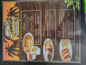 Vegan options are clearly marked. at El Tesoro in Frazier Park