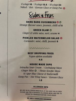 A few vegan sides  at Chick 'n' Sours - Seven Dials in London