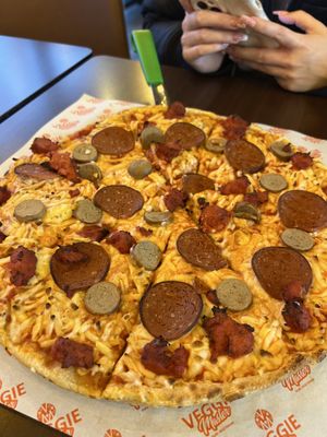 Vegan meat lovers pizza  at Veggie Master in Birmingham