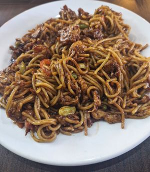 Vegan chicken noodles at Veggie Master in Birmingham