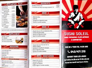 Menu : Notamment un menu végétarien à 15,80€   at Sushi Soleil in Ans