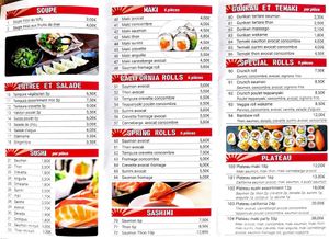 Reste du menu : makis avocat, concombre, canneberge et avocat   at Sushi Soleil in Ans