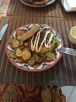Chickpea burger  at Natural Robles in Sao Thome Das Letras