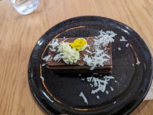 Coconut chocolate brownie at Khu Khu Milford in Milford