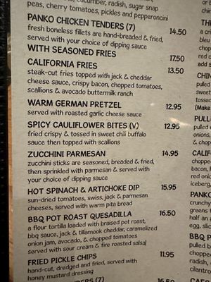 Starter Menu  at The Kettle in Manhattan Beach