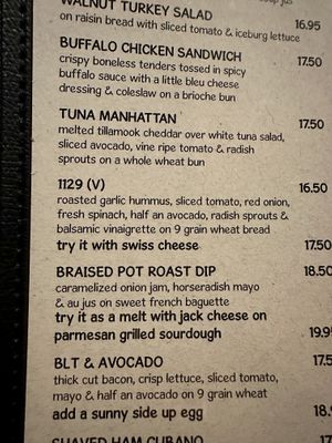 Sandwich Menu  at The Kettle in Manhattan Beach