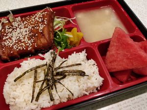 Unagi bento rice at Vegetarian Express Cafe in Northeast Singapore