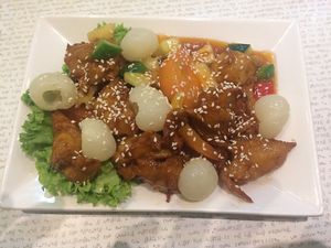sweet and sour beef at Vegetarian Express Cafe in Northeast Singapore