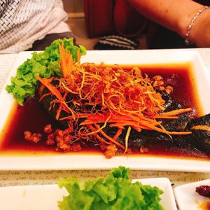 Ginger slice fish at Vegetarian Express Cafe in Northeast Singapore