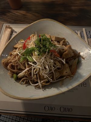 Noodles with tofu  at Ciao Chao in Samedan
