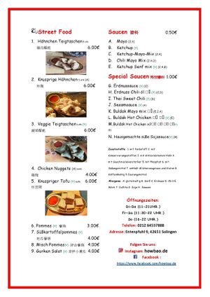 Speisekarte 2 at How Bao in Solingen