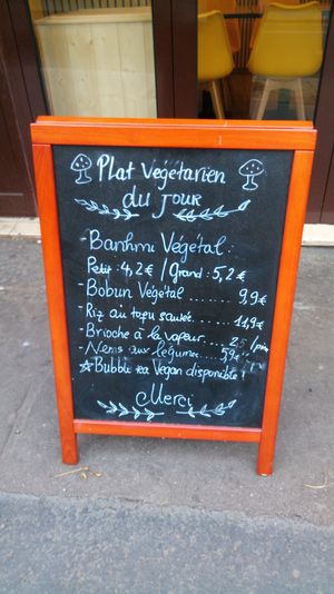 Veggie menu on the day I went there at Banh Mi Dàu B in Paris
