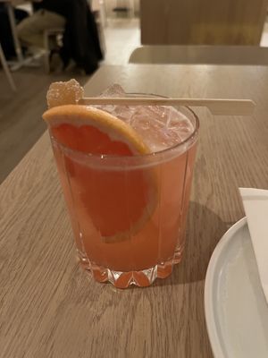 Haiku (gin, grapefruit juice, plum syrup, lime juice, orange bitters). Amazing!!  at Bloom Sushi Botanique in Quebec