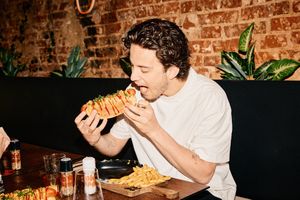 Enjoying the mouthwatering haute dog from Oh!MA  at OhMA Gent in Ghent